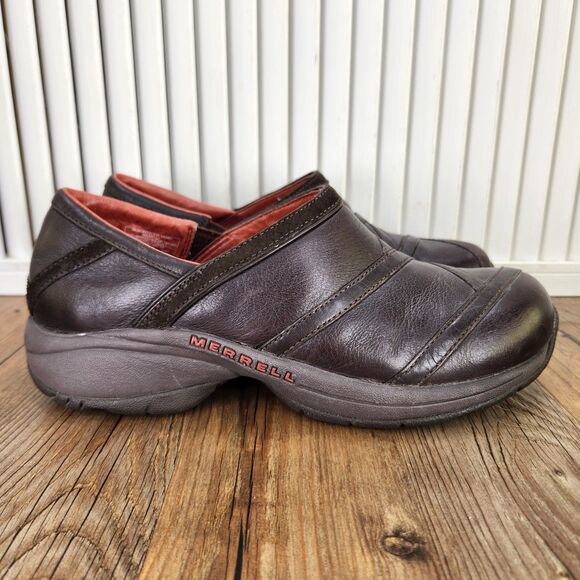 Merrell Primo Patch Womens Sz 8.5 Bug Brown Leather Casual Slip On Shoes J63796 - Picture 1 of 9